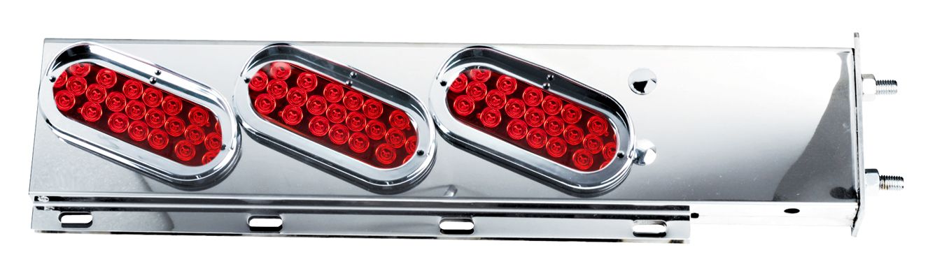 Mudflap Hangers Spring Loaded w/6 Oval Red LED Lights 2.5" Bolt Pattern