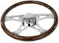 18” Wood Steering Wheel with Chrome Design Spokes